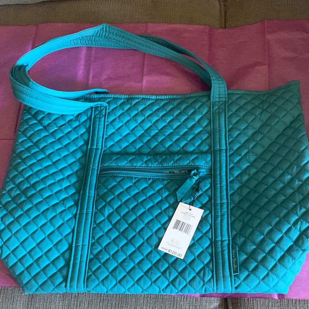 Elegant Teal Quilted Tote Bag